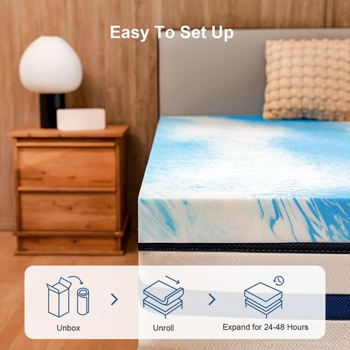 Bynex 2 Inch Gel Memory Foam Mattress Topper, Queen Size Cooling Bed Topper for Back Pain & Pressure Relief