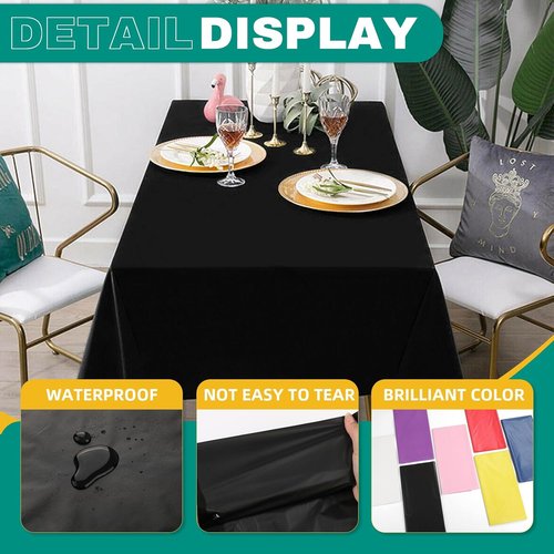 30 Pack Black Plastic Table Cloths - Disposable 54 x 108 Inch Covers for Parties, BBQs & Weddings