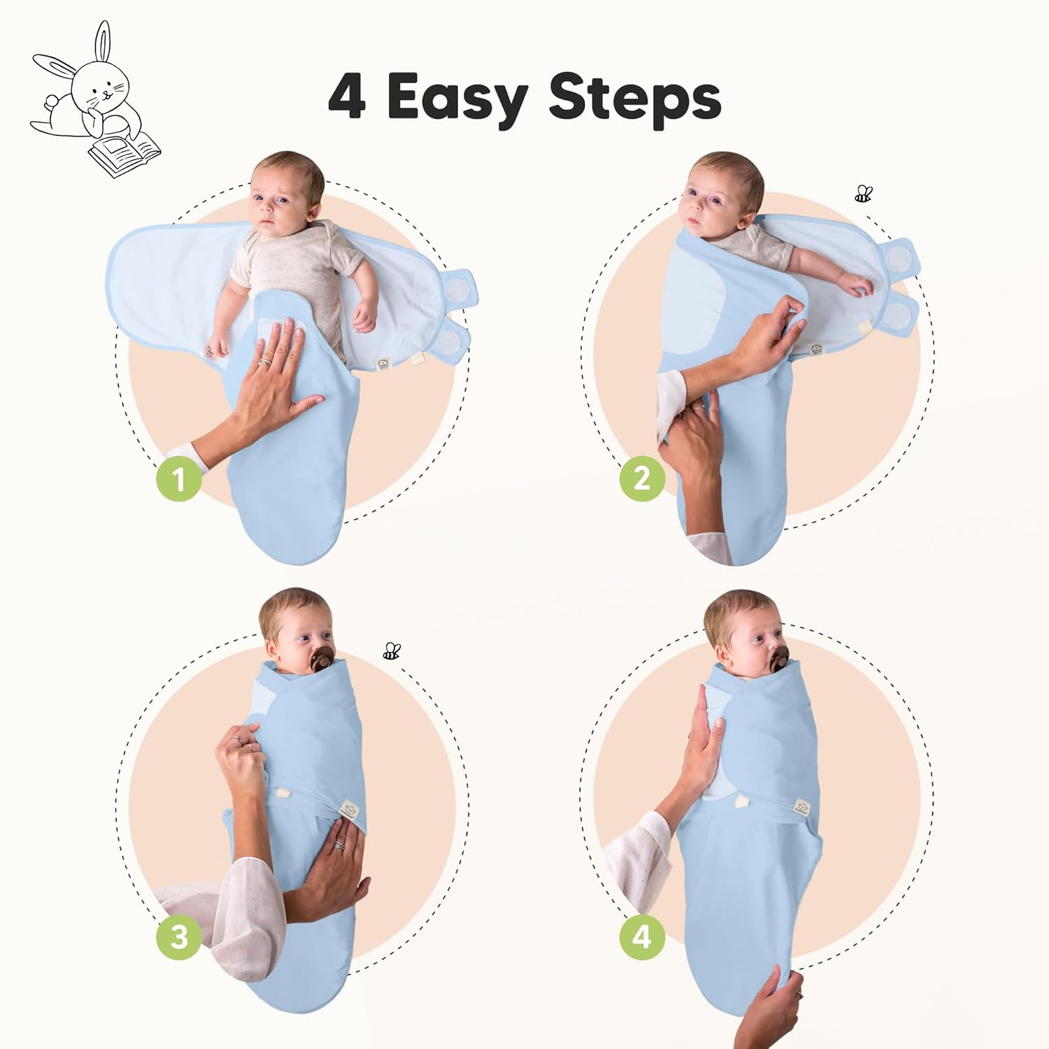 ABC Land Organic Baby Swaddle Sleep Sacks - Soft & Snug for Newborns 3-6 Months | 3-Pack Nursery Blankets