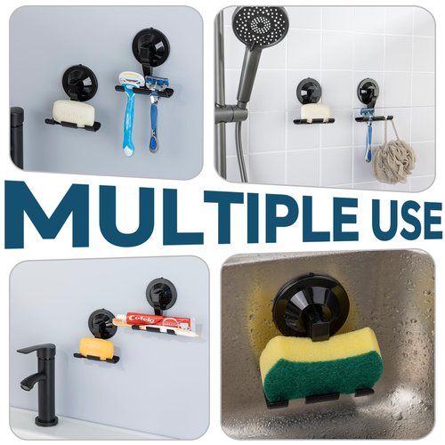 Antimbee Razor Holder for Shower, 2 Pack Suction Cup Hooks, Powerful Shower Shaver Holders Hanging Towel, Loofah, No Damage Wall Hooks, Easy to Install Hanger and Reuse in Bathroom, Kitchen