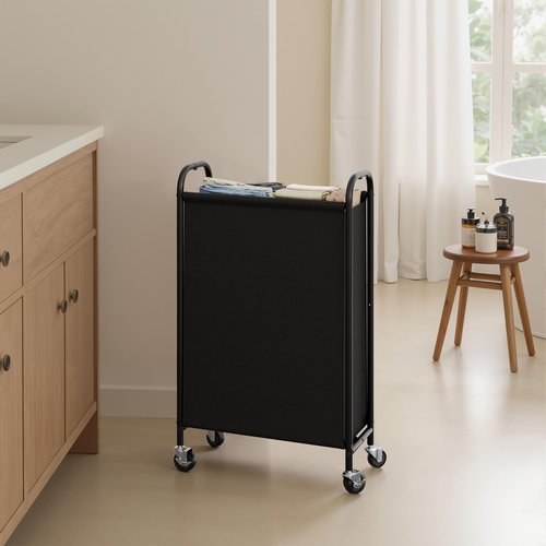 GRANNY SAYS 80L Slim Laundry Hamper with Wheels, Fabric Rolling Laundry Basket, Narrow Clothes Organizer, Tall Hamper for Closet, Laundry Room, Bathroom, Black