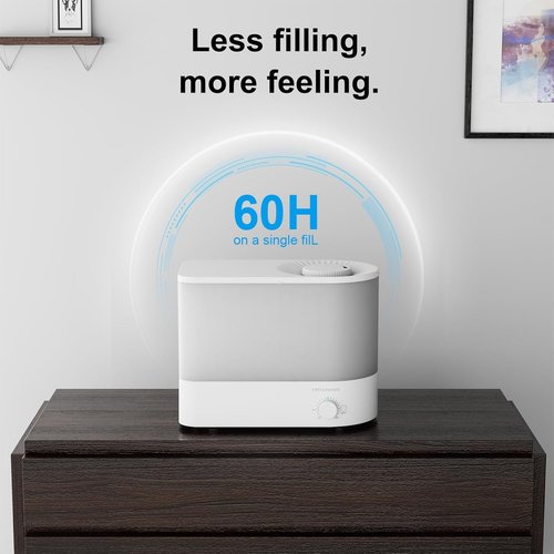 MEGAWISE 2025 Large Capacity Humidifier - 6L Top Fill Design, 50H Ultra Quiet Cool Mist for Bedroom & Nursery (White)