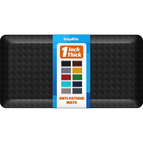 StepRite 1” Thick Kitchen Mats for Floor, Anti Fatigue Kitchen Rugs, Non-Slip,Heavy Duty Water Resistant Kitchen Rug, Standing Desk Mat for Friends, Family, Home, Kitchen, Office(39" x 20",Black)
