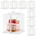 CHENZEM 8Pcs Tall Cake Boxes Clear Box with Ribbon, 8x8x9 inch, for 6" cajas para pasteles Tiered Cakes,Transport Gift Boxes for Wedding Valentine'Day and Gift Display. (Clear, 8 * 8 * 9 inch/8pcs)