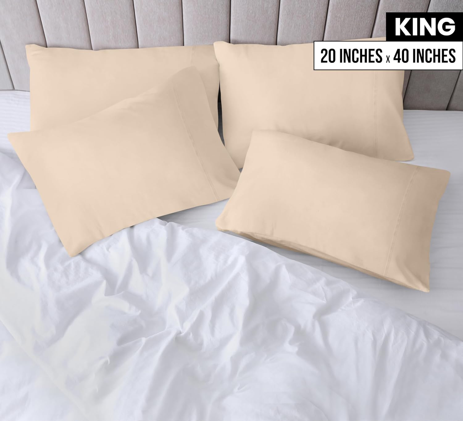 Utopia Bedding King Pillow Cases - 12 Pack Soft Brushed Microfiber | Fade Resistant 20 X 40 Inches (Beige)
