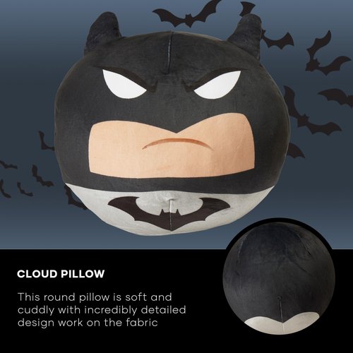 Northwest Batman Cloud Pillow – Warner Brothers DC Comics, Grey Detective Design – Ultra Soft Plush Pillow for Bed, Couch, or Decor