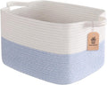 Goodpick Woven Storage Baskets - Stylish Cotton Rope Organizer for Dog Toys & Books | 13"x10"x9", Blue