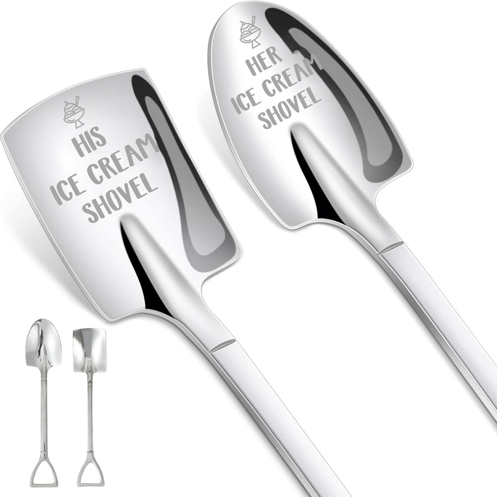 INNObeta Ice Cream Spoons, 2 Pcs Engraved Ice Cream Shovels, His and Her Gifts