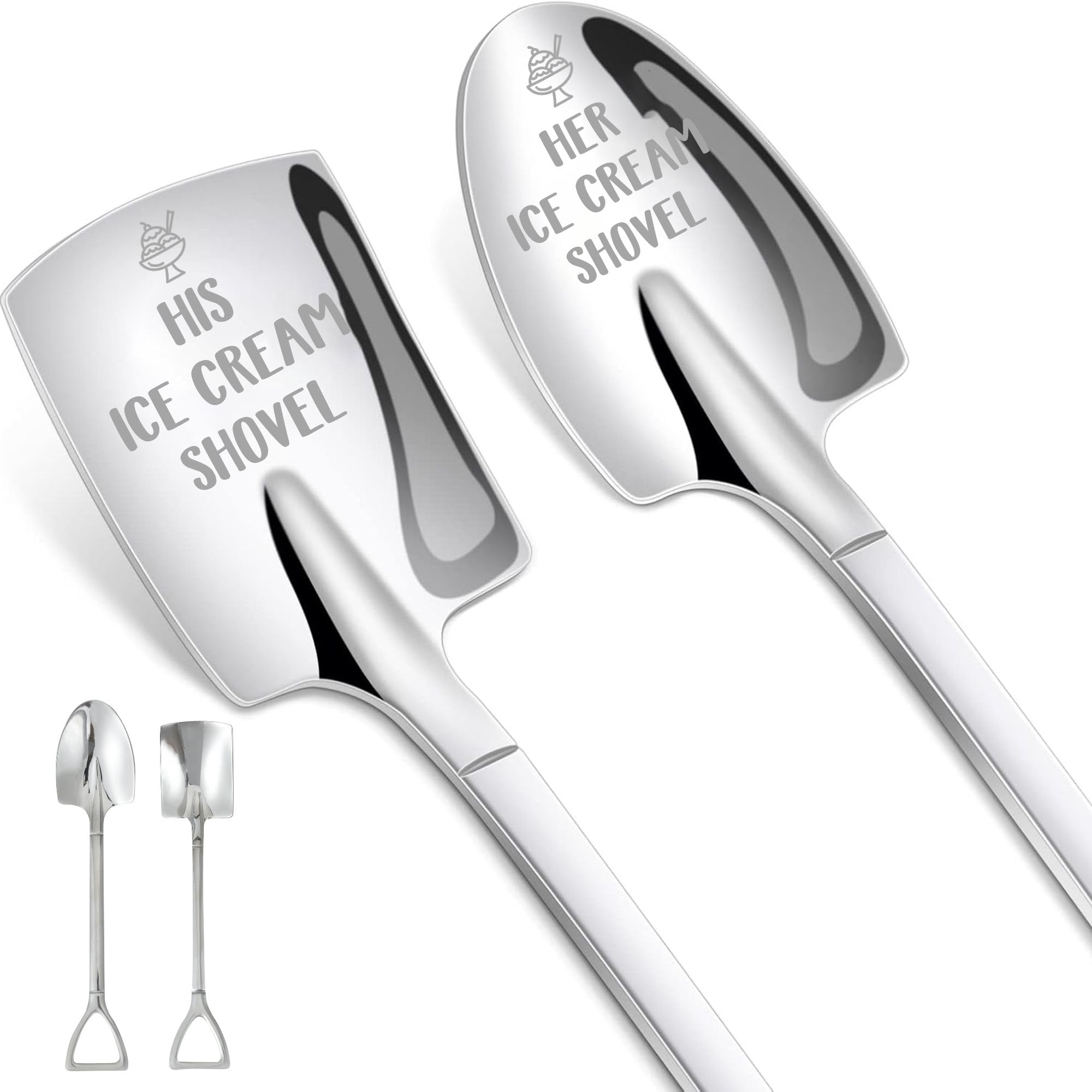 INNObeta Ice Cream Spoons, 2 Pcs Engraved Ice Cream Shovels, His and Her Gifts