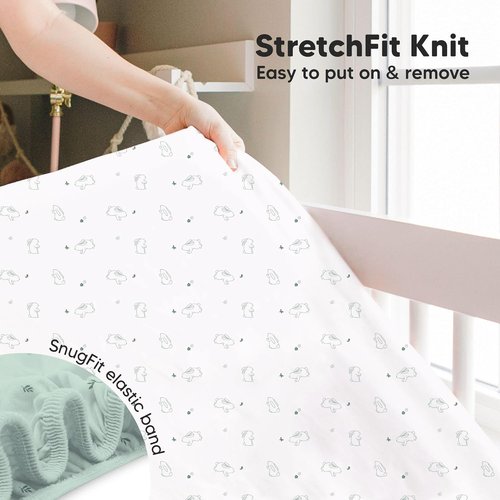 KeaBabies Baby Crib Sheets - Soft & Cozy 2-Pack Fitted Bamboo Toddler Bed Sheets | 52x28, Neutral Bunnies