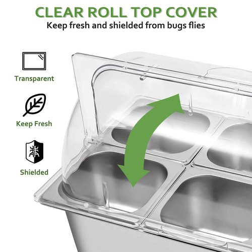 DONNGYZ Countertop Food Display Container 2 Pans with 3 Ice Packs Cold Food Serving Tray Buffet Condiment Dispenser Salad Dressing Appetizer Spice Fruit Cold Serving Buffet Tray