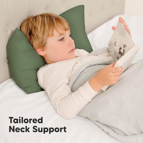 My Little Dreamy Toddler Pillow - Organic Cotton Travel Bed Pillow with Case | Soft & Breathable, 13x18" for Ages 2-5 (Jungle Green)