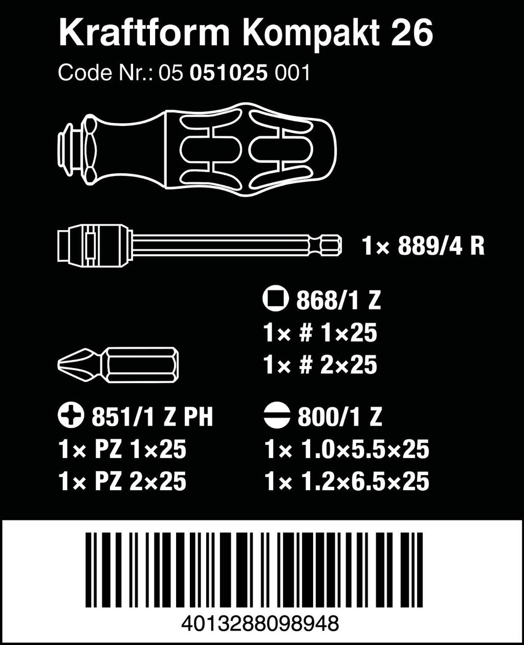 Wera KK 26 7-In-1 Bitholding Screwdriver - Removable Bayonet Blade for Versatile Use