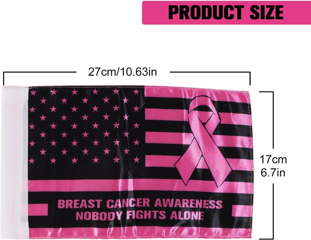 Rouge Motorcycle Flag - 6x10 Inch Double-Sided Breast Cancer Awareness Flag | Durable Satin Polyester