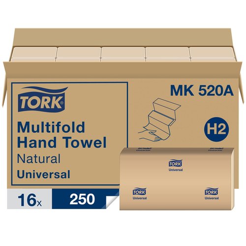 Tork Paper Hand Towel Roll Natural H21 (6 Rolls) and Tork Multifold Hand Towel Natural H2 (16 Packs)