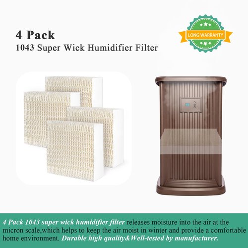 Techecook 1043 Super Humidifier Wick Filters (4 Pack) Replacement for Essick AirCare Evaporative Humidifiers EP9500 EP9700 EP9800 831000 821000 826000 826800 and Bemis Space Saver 800 8000 Series