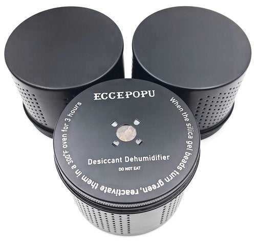 ECCEPOPU Gun Safe Dehumidifier 200g - Silica Gel Desiccant Canister, Moisture Absorber for Gun Cabinets & Safes, Protect 80 Cubic Feet, Black, Aluminum Shell