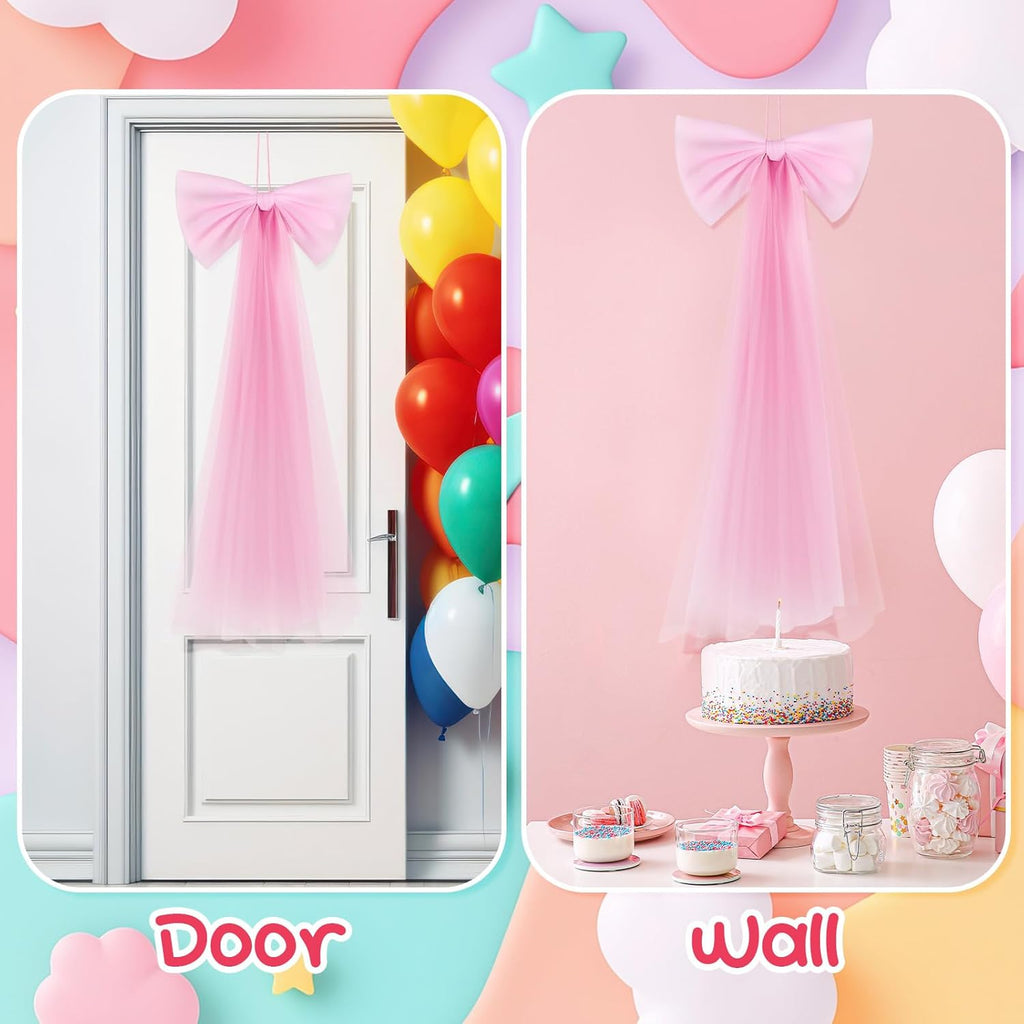 Zeyune Giant Pink Bow | 13.4 x 28.7 Inch Party Decoration for Birthdays, Weddings & Showers