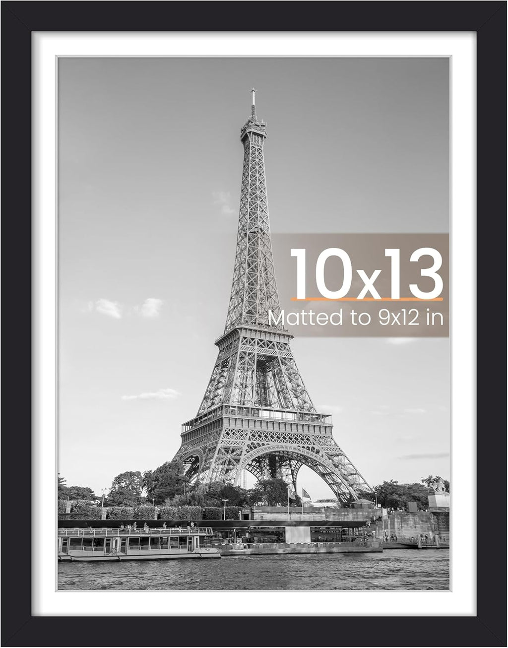 Upsimples 10x13 Picture Frame - Versatile Wall Hanging for 9x12 Photos with Mat - Black, 1 Pack