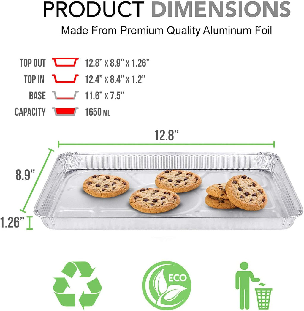 Skiennix Disposable Aluminum Foil Baking Sheets - Heavy Duty Nonstick Cookie Trays | 12.8” x 8.9” (25 Pack)