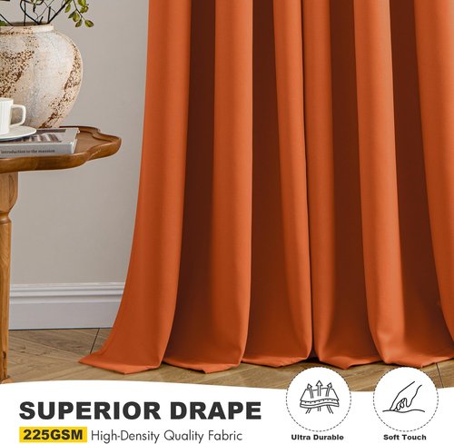 MIULEE Blackout Curtains - Thermal Insulated Room Darkening Drapes | 84-Inch, Orange, 2 Panels
