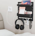 Yieach Bedside Shelf - Wall Mounted Floating Organizer for Remote & Phone | Cute Black Decor for Dorms