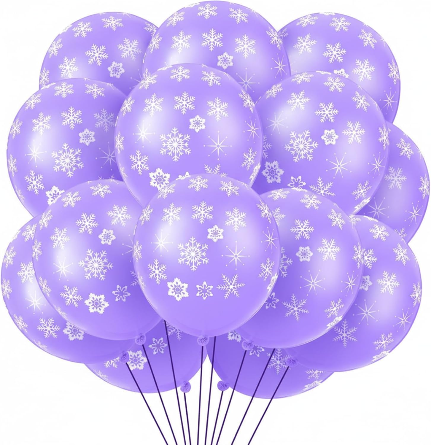 Skylety Snowflake Balloons - 40 Pack Transparent Latex for Christmas & Winter Parties | Macaron Purple