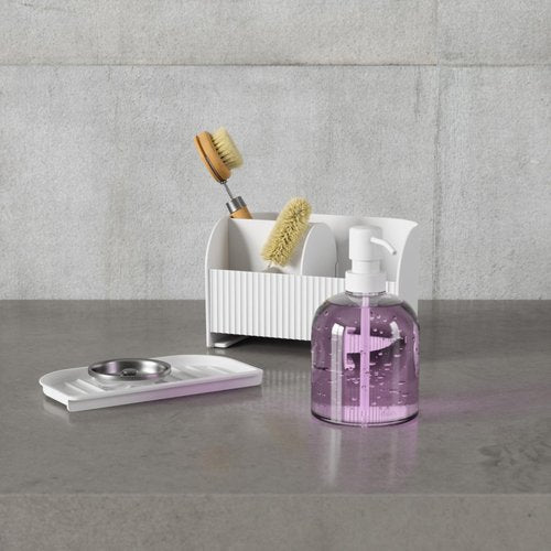 Umbra Sling Sponge Holder Sink Caddy with Dish Soap Dispenser Pump for Kitchen