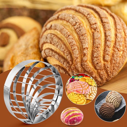 4inch Concha Cutter, Double Sided Bread Mold Stainless Steel DIY Cookie Cutter Concha Stamp for Baking Cookies(sliver)