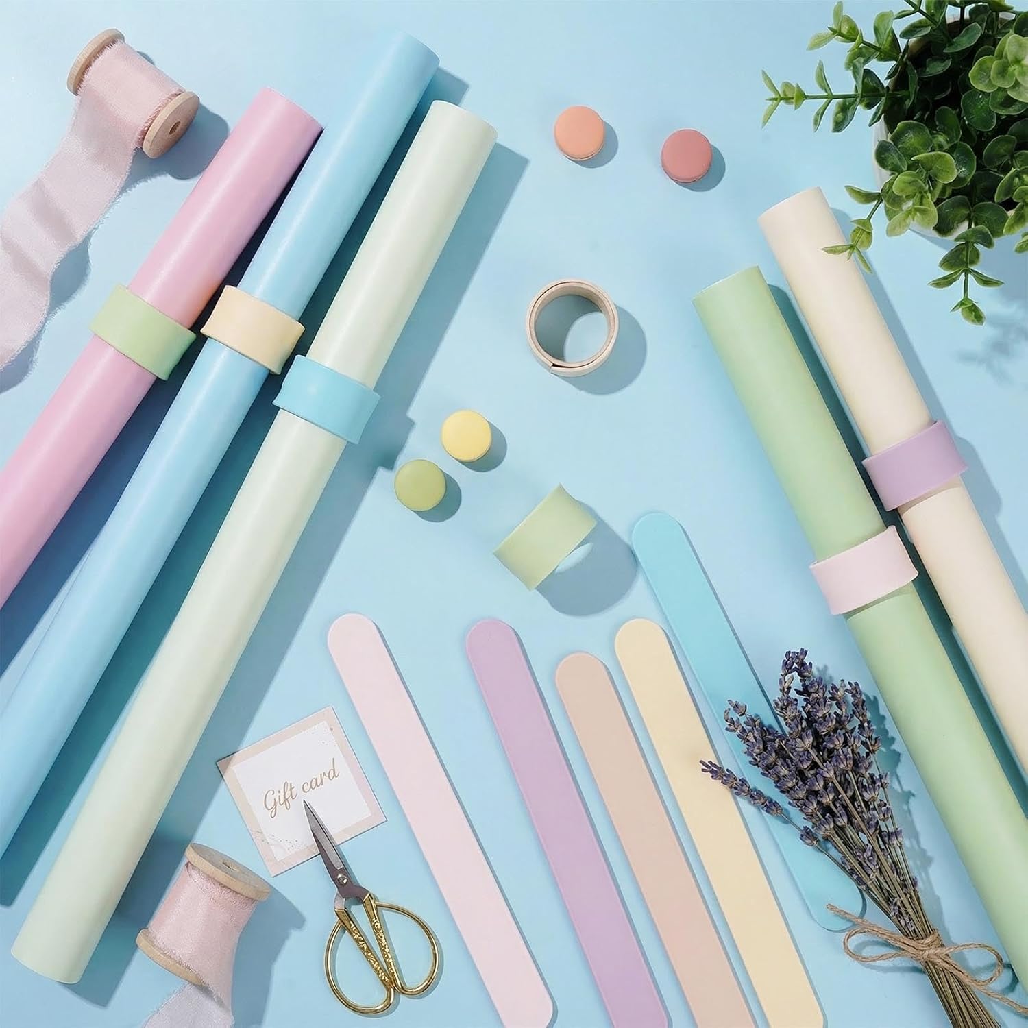 Skiennix Wrapping Paper Roll Holder - 12 Silicone Covered Clips for Easy Storage | 1 x 8.5 in, Multi Colors