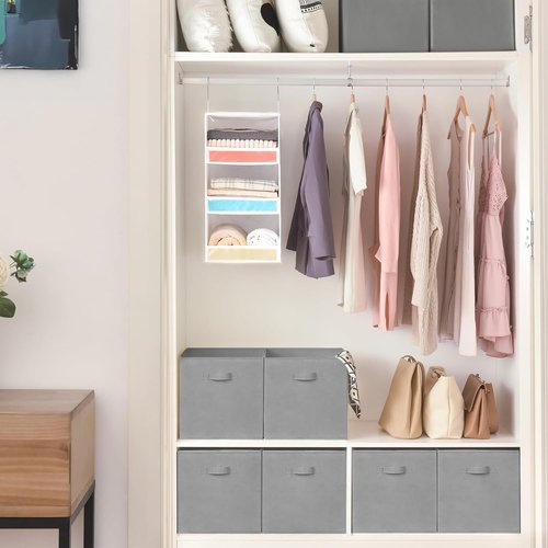 GRANNY SAYS Cube Storage Bins - 13x13 Fabric Storage Cubes for Organized Shelving | Gray, 6-Pack