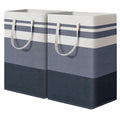 MANYOND 2 Pack Laundry Baskets 100L Extra Large, Waterproof Freestanding Collapsible Laundry Hamper with Reinforced Handles, Blue Clothes Hamper for Dorm, Bathroom, Bedroom, Laundry Room