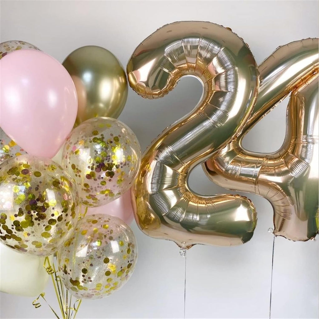 Skiennix 40-Inch Champagne Gold Number 2 Balloon - Large Foil Helium Decoration for 2nd Birthday & Anniversaries