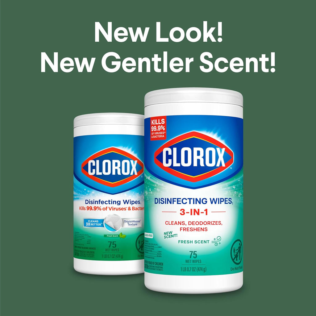 Clorox Disinfecting Cleaning Wipes - Fresh Scent, Bleach-Free, 75 Count | Effective Germ Protection