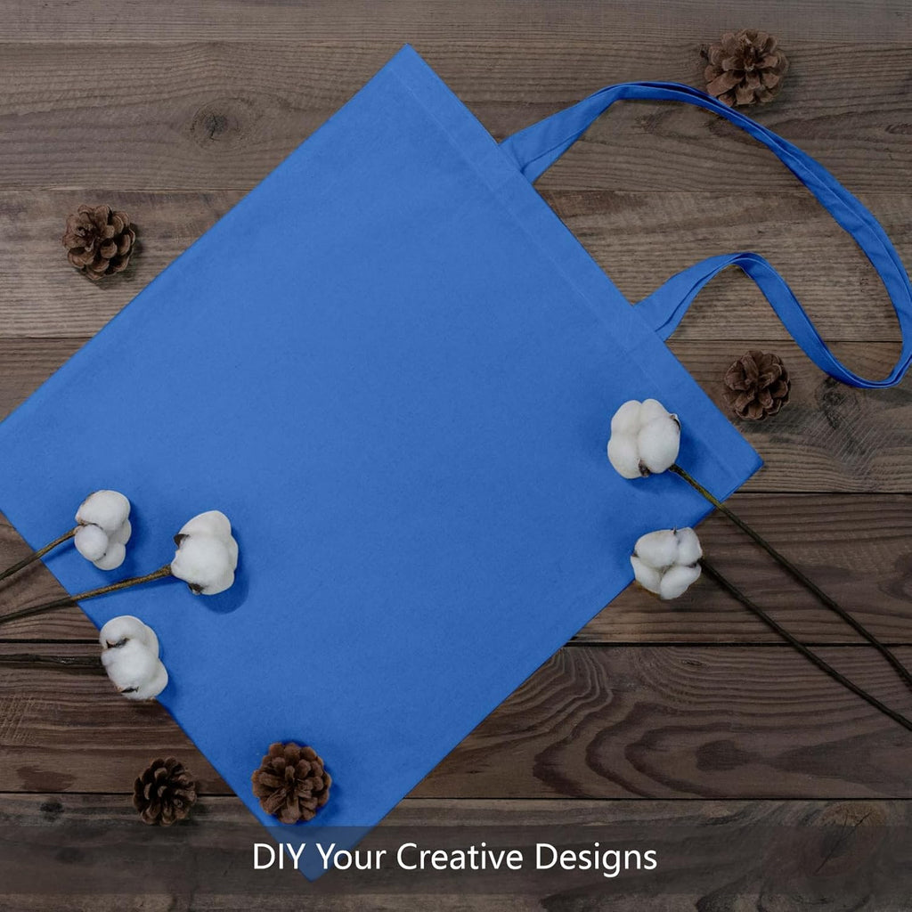 TOPDesign 24-Pack Ocean Blue Cotton Tote Bags - Lightweight, Reusable Grocery Shopping Bags | Ideal for DIY & Promotions