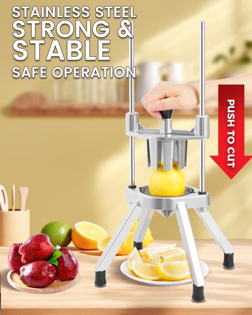 Ezcasch Lemon Cutter With Two 8 Wedges Commercial Lemon Slicer Stainless Steel Fruit Cutter Fruit Lemon Chopper Lemon Wedges Slicer Machine for Fruits and Vegetables for Home&Commercial Use