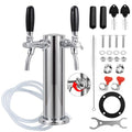 FERRODAY Upgraded Long Shank Adjustable Faucet Kegerator Tower Dual Faucet Beer Tower Double Tap Beer Tower Dispenser Beer Tap Kegerator Parts Pre-assembled Lines 3" Keg Tower Beer Keg Tap