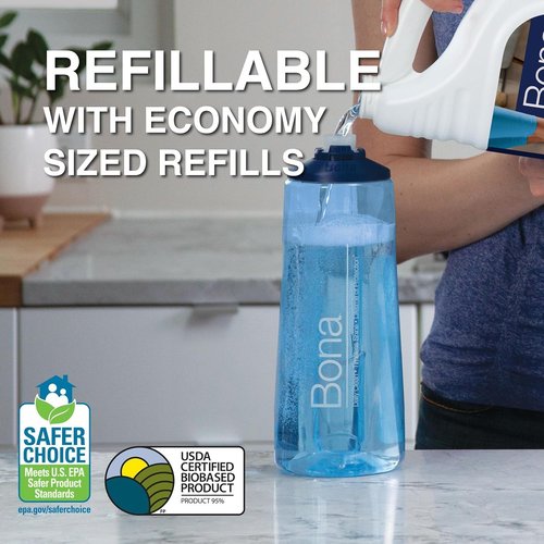 Bona Hardwood Floor Cleaner - Refillable 34 fl oz Unscented Cartridge | Residue-Free Solution for Wood Floors