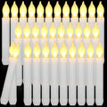 Macarrie Flameless LED Taper Candles - 60 Pcs Battery Operated Flickering Warm Light | White