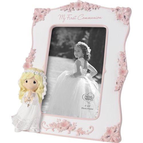 Precious Moments My First Communion Photo Frame for Girls | Resin/Glass Frame | First Communion Gifts for Girls | 4" x 6" Picture