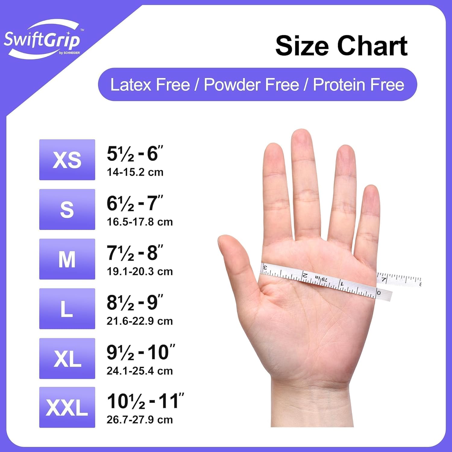 SwiftGrip Disposable Nitrile Exam Gloves - 3mil, Medium, Box of 100 | Violet, Latex-Free & Powder-Free for Medical Use