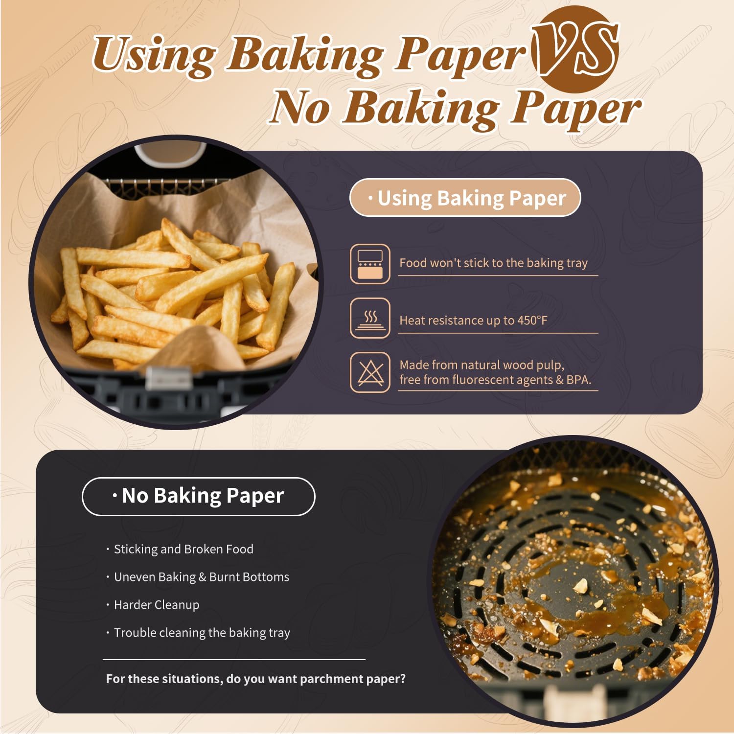 Skiennix Parchment Paper Sheets - 300 Unbleached Non-Stick Baking Sheets | 12x17 Inches for Oven & Air Fryer
