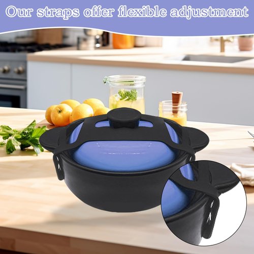 1Pcs Black Universal Fixing Strap, Black Pot Lid Accessories Tools Lid Holder Tools Heat-Resistant, No-Spill Design Transport Accessories Not Easily Damaged