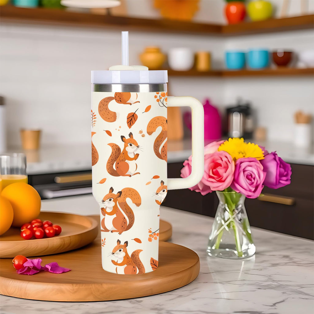 momocici 40oz Squirrels Tumbler with Handle Gifts for Women.Squirrel Lover Cups Tumbler Gifts for Women.40 oz Birthday Christmas Squirrel Cup Tumblers for Squirrels Lover.