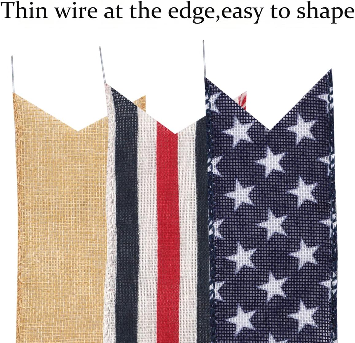 Patriotic Decor - Burlap Red White Blue Stripe Bow | Perfect for Wreaths & 4th of July Celebrations