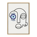 Kate and Laurel Sylvie No Evil Allowed Framed Canvas Wall Art by Shatha Al Dafai, 23x33 Natural, Decorative Abstract Line Drawing Art for Wall