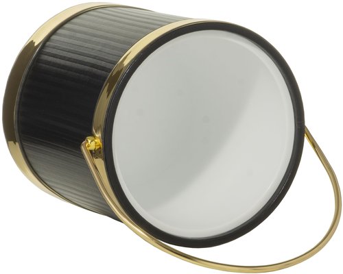 Made In USA Metallic Deco Collection Double Walled Insulated Ice Bucket With Ice Tongs (5-Quart, Black & Gold)