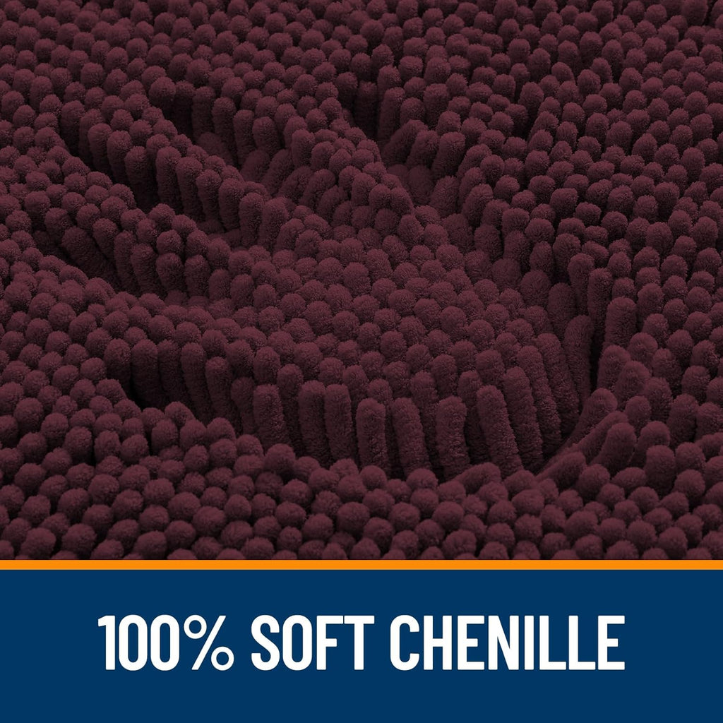 OLANLY Bathroom Runner Rugs - Soft Absorbent Chenille Bath Mats | Quick-Dry, Machine Washable, 44x24, Black Cherry