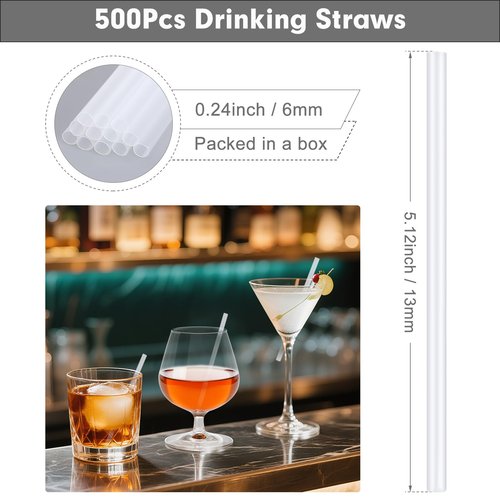 [500 Pcs] 5 Inch Clear Drinking Straws - 0.24'' Diameter Disposable Plastic Straw for Coffee and Cocktail, Short Straws for Bar,Cafe,Club,Kitchen