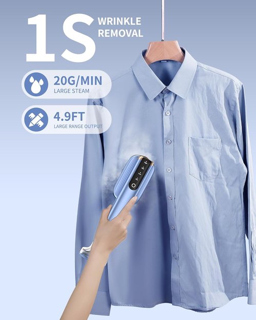 MIYOKO 2-In-1 Portable Handheld Garment Steamer & Iron - Fast Heat-Up, 1200W, Travel Size, 25 G/MIN Steam